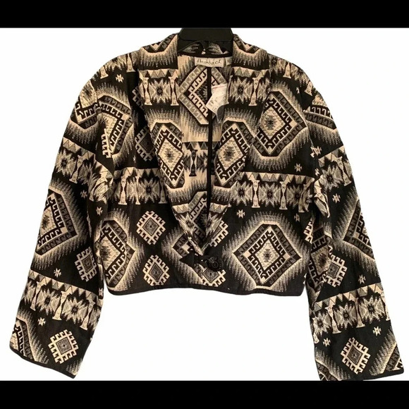Flashback Vintage Cropped Tapestry Blazer Single Button Size M Cotton NWT - Picture 1 of 8